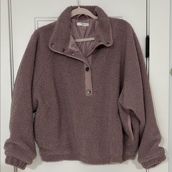 Cable & Gauge Tops - NWOT Cable & Gauge Studio Mauve Teddy Snap Pullover